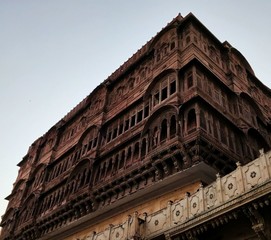 The facade of an old building