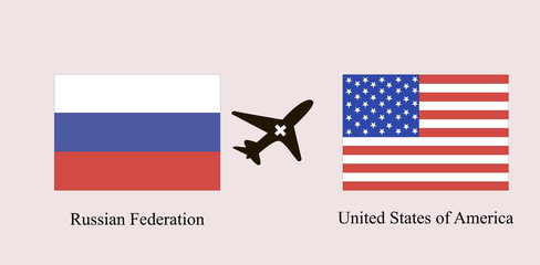 flag of Russia and the United States of America helping hand