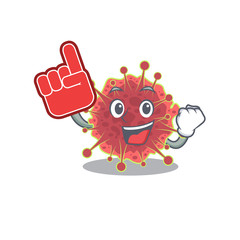 coronaviridae presented in cartoon character design with Foam finger