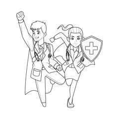 super doctors couple with shield characters
