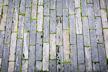 Stone pavement in an old restored city in Europe