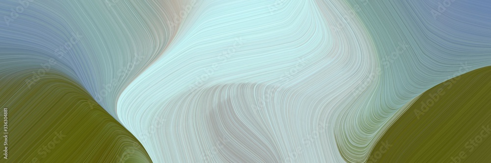 Poster decorative background graphic with smooth swirl waves background design with pastel blue, dark olive