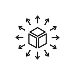 Black Distribution icon isolated. Vector