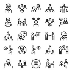 Business People Line Icon Set - 2