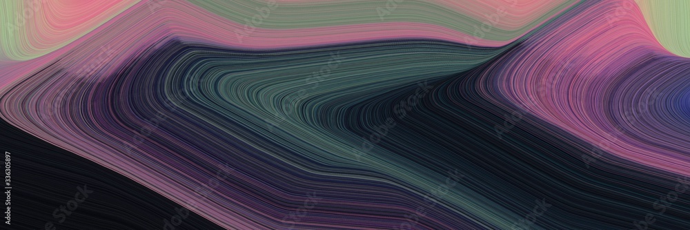 Poster decorative background graphic with modern soft swirl waves background illustration with very dark bl