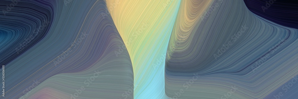 Poster decorative background graphic with modern curvy waves background design with dim gray, tan and pastel blue color