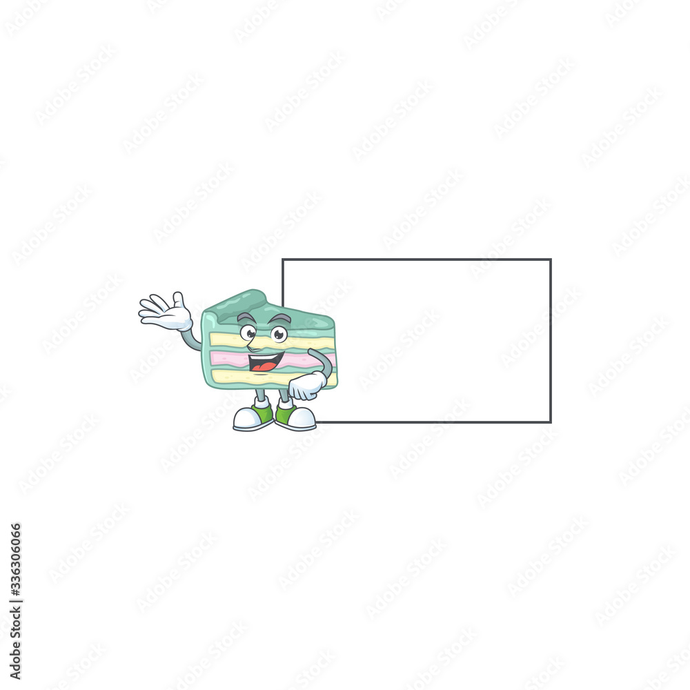 Sticker An image of vanilla slice cake with board mascot design style