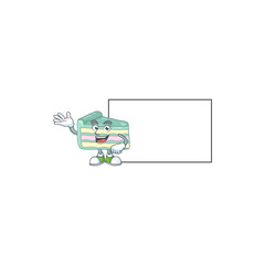 An image of vanilla slice cake with board mascot design style
