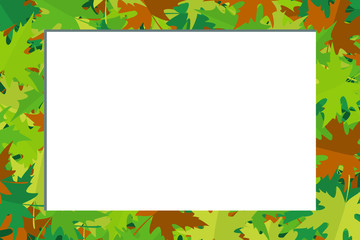 Beautiful photo frame with colorful maple leaves.