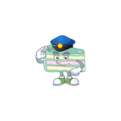 A dedicated Police officer of vanilla slice cake mascot design style