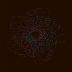 Spirograph abstract element on a black background.