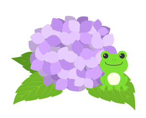アジサイとカエル