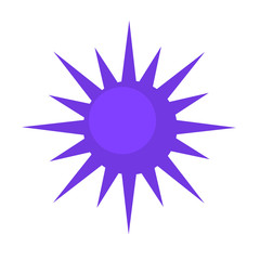 Blue spiky virus, molecule, bacterium cartoon model. Cartoon icon. Flat vector illustration, isolated on white background.