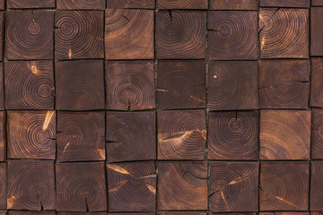 Texture of logs logs. Background for eco-friendly construction of natural materials, interior.