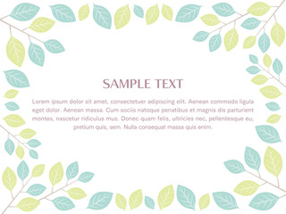 フレーム＿葉脈のあるなめらかな葉っぱ＿囲み