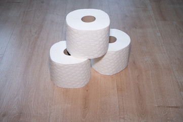 Still life several rolls of toilet paper