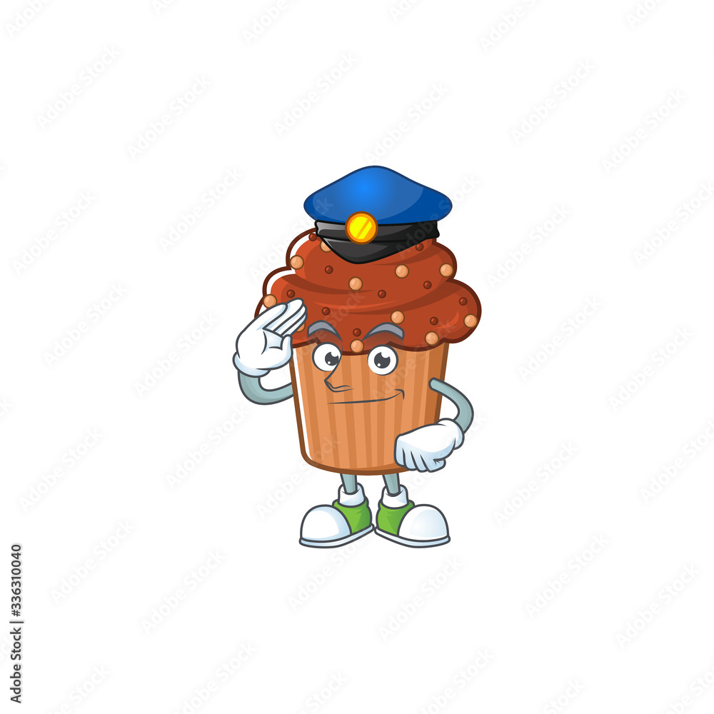 Canvas Prints A dedicated Police officer of chocolate cupcake mascot design style