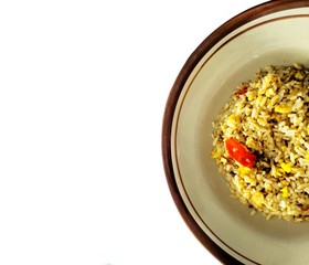 Fried Rice on the plate isolated on white background
