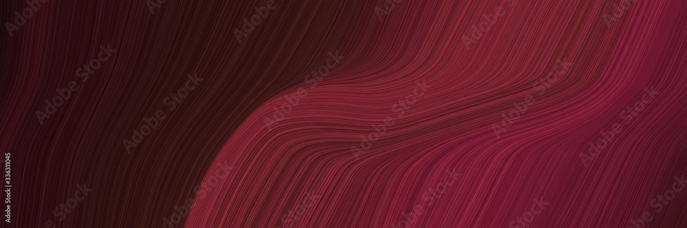 Poster elegant decorative horizontal header with very dark pink, dark moderate pink and very dark red colors. fluid curved lines with dynamic flowing waves and curves