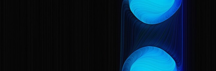 elegant dynamic horizontal header with dodger blue, black and midnight blue colors. fluid curved lines with dynamic flowing waves and curves