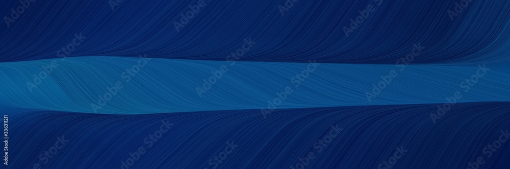 Poster elegant dynamic horizontal header with midnight blue, teal and very dark blue colors. fluid curved lines with dynamic flowing waves and curves