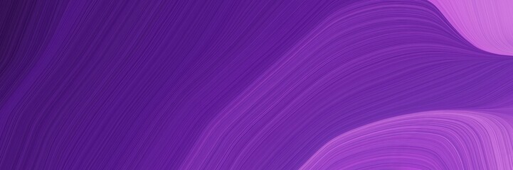 Fototapeta premium elegant moving horizontal banner with dark slate blue, medium orchid and very dark violet colors. fluid curved lines with dynamic flowing waves and curves