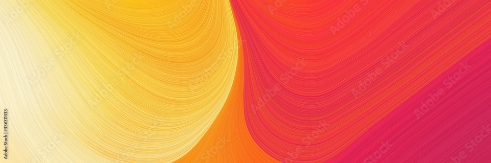 Poster elegant moving header design with crimson, pastel orange and vivid orange colors. fluid curved lines with dynamic flowing waves and curves