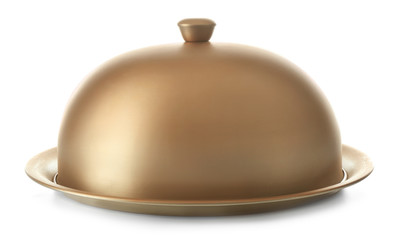 Tray and cloche on white background