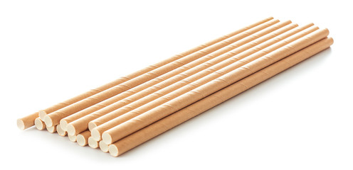 Cocktail straws on white background