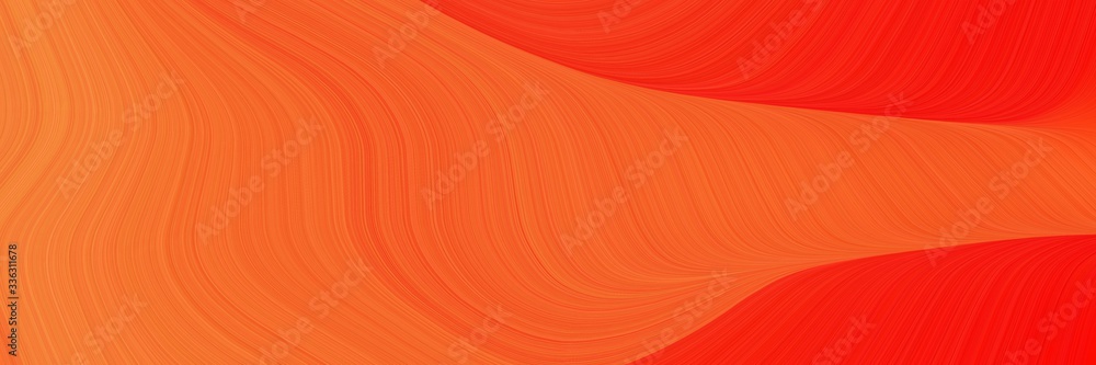 Poster elegant moving designed horizontal header with tomato, red and orange red colors. fluid curved lines with dynamic flowing waves and curves