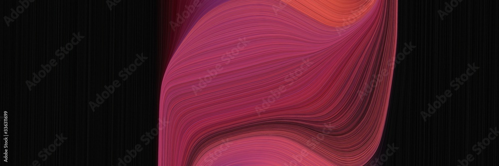 Poster elegant decorative header design with dark moderate pink, black and old mauve colors. fluid curved lines with dynamic flowing waves and curves
