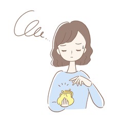 出費　落胆　女性　イラスト
