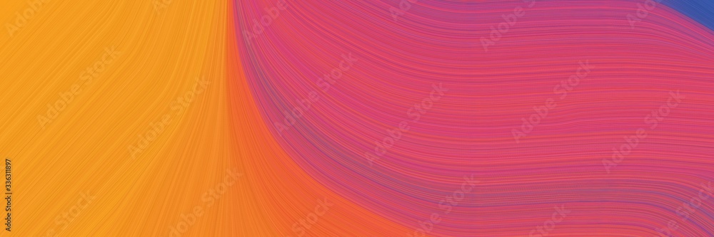 Poster elegant moving header design with moderate pink, vivid orange and bronze colors. fluid curved flowin