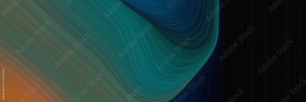 Poster elegant surreal banner design with dark slate gray, black and brown colors. fluid curved flowing wav