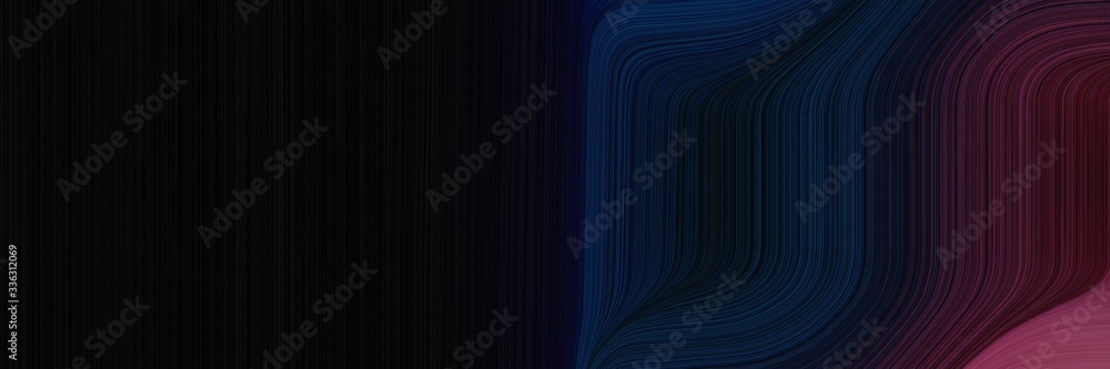 Poster elegant moving designed horizontal banner with black, old mauve and very dark blue colors. fluid cur