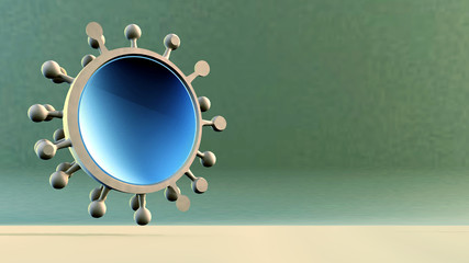 Virus in 3D Illustration, Konzept: Europäische Wirtschaftskrise infolge des Coronavirus, Pandemie