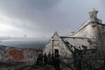 Storm is sweeping over Havana city, view from Casablanca