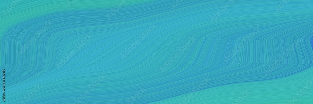 Poster elegant dynamic designed horizontal header with light sea green, medium turquoise and strong blue colors. fluid curved lines with dynamic flowing waves and curves