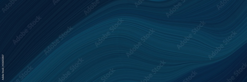 Poster elegant surreal horizontal banner with very dark blue, dark slate gray and teal green colors. fluid 