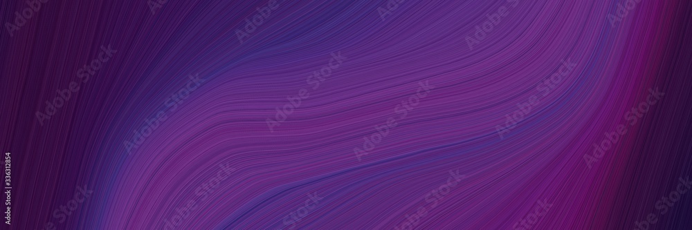 Poster elegant modern horizontal header with dark slate blue, very dark violet and antique fuchsia colors. fluid curved lines with dynamic flowing waves and curves