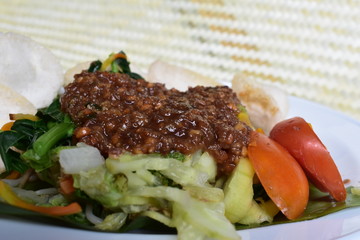 Culinary food from Indonesia, known as Pecel Rice