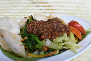 Culinary food from Indonesia, known as Pecel Rice