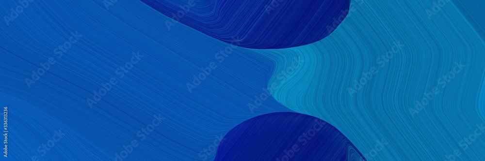 Poster elegant moving horizontal header with strong blue, dark blue and midnight blue colors. fluid curved 