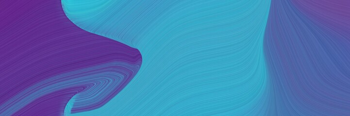 elegant dynamic designed horizontal banner with steel blue, dark slate blue and medium turquoise colors. fluid curved lines with dynamic flowing waves and curves