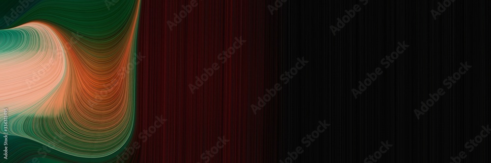 Poster elegant surreal banner design with black, dark salmon and sea green colors. fluid curved lines with 