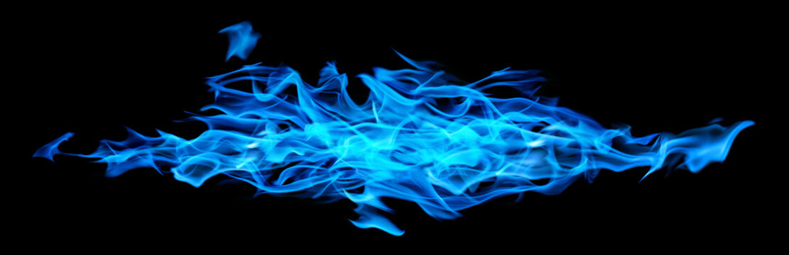 isolated on black blue fire line