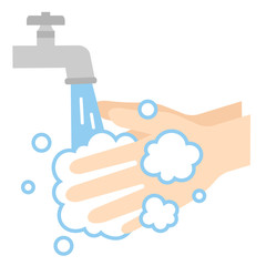 手洗い　ハンドソープの泡　水道水