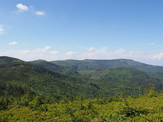 Obraz premium View to Beskids Mountains range near Salmopol pass Poland