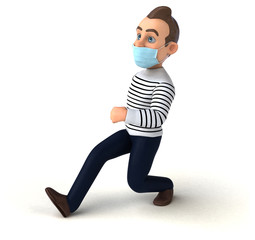3D illustration of a cartoon character with a mask