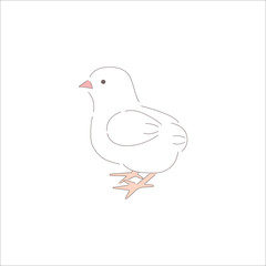 Happy easter day animal character. Traditional spring celebration element. Outline baby chicken isolated on white. Hand drawn farm bird. Adorable doodle chick. Flat vector illustration,editable stroke